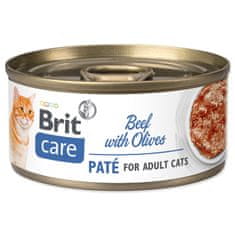 Brit Konzerva Care Cat hovězí s olivami, paté 70g
