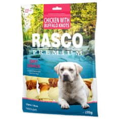 RASCO Pochoutka Premium buvolí kůže obalená kuřecím, uzly 6cm 230g