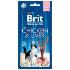 Brit Pochoutka Premium by Nature Cat kuře a játra, tyčinky 3ks