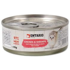Ontario Konzerva Kitten kuřecí kousky s krevetami 95g