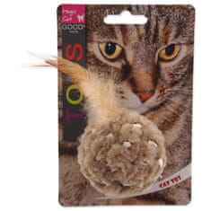 Magic cat Hračka míček žinylkový s pírky a catnip mix 14cm