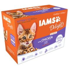 IAMS Kapsička Delights Kitten kuře v omáčce multipack 1020g (12x85gr)