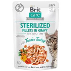 Brit Kapsička Care Cat Sterilized krůta, filety v omáčce 85g