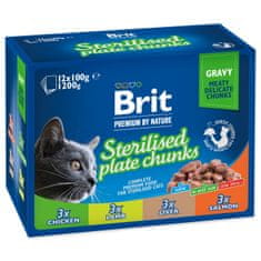Brit Kapsička Premium Cat Meat Sterilised mix v omáčce Multi 400g (4x100g)