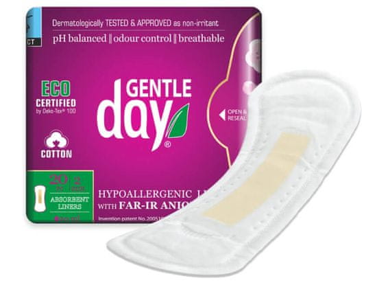 Gentle Day® ABSORPČNÍ INTIMKY antibakteriální anionové slipové vložky GENTLE DAY, 20 ks v balení