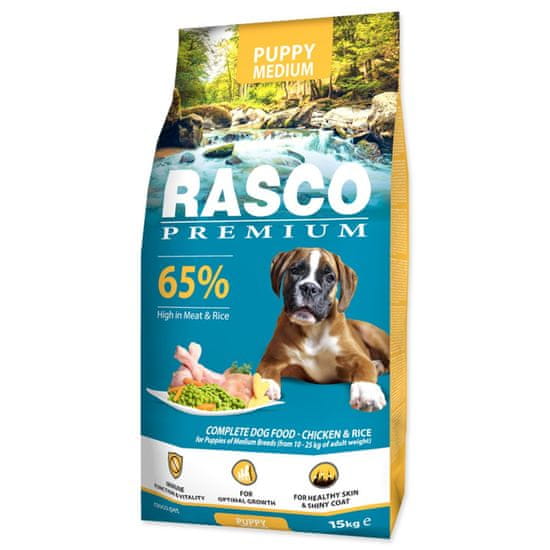 RASCO Krmivo Premium Puppy Medium kuře s rýží 15kg