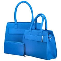 Maria C. Elegantní sada: Kabelka přes rameno, kabelka do ruky a peněženka Nisa, modrá