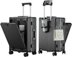 AUR Příruční palubní kufr TravelSmart s USB portem, TSA zámky a držákem na pití - černá