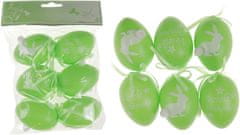 Autronic Vajíčka plastová 6cm, s nápisem VESELÉ VELIKONOCE, 6 kusů v sáčku, barva zelená VEL5047-GRN, sada 12 ks