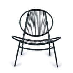 OEM Sada zahradního nábytku z ratanu, kovové lavice, židle a stůl černé barvy