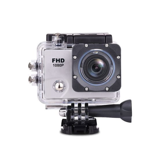 HURTEL Sportovní kamera 1080P Full HD Wi-Fi 12Mpx vodotěsná širokoúhlá + příslušenství bílé