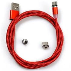 IZMAEL USB nabíjecí kabel 3v1 s magnetickými koncovkami-Červená KP30704