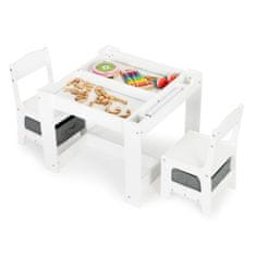 EcoToys Víceúčelový dětský stolek Burty se židlemi bílý