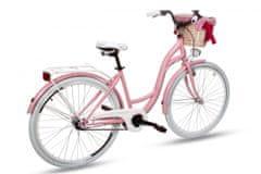 Goetze COLOURS dámské jízdní kolo, kola 28”, výška 160-185 cm, 3-rychlostní, růžové bílé kola