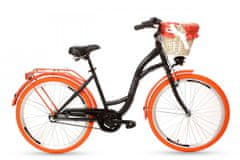 Goetze COLOURS dámské jízdní kolo, kola 26”, výška 150-165 cm, 3-rychlostní, černé oranžové