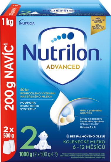 Nutrilon 2 Advanced pokračovací kojenecké mléko 1 kg, 6+
