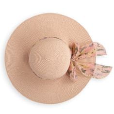 Aleszale Dámský slaměný klobouk na léto, květiny - Pudrově růžová