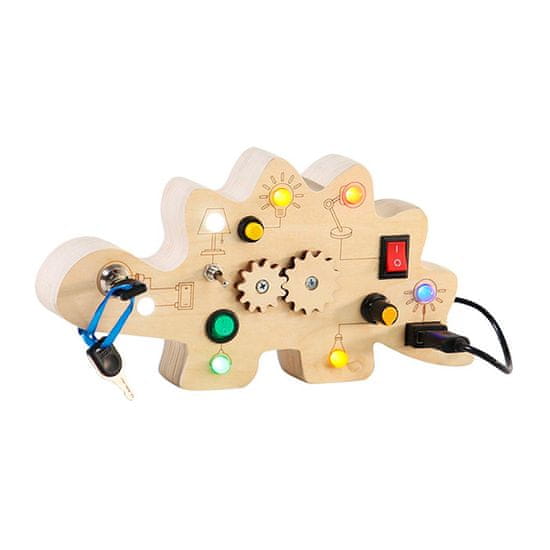 Netscroll Vzdělávací didaktická hračka pro děti, učení a hra s LED světly, rozvoj jemné motoriky, přenosná a bezpečná pro použití v uzavřených nebo otevřených prostorech, tvar dinosaura, SwitchToy