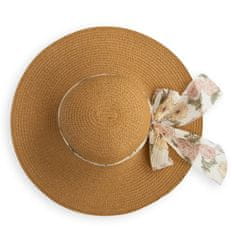 Aleszale Dámský slaměný klobouk na léto, květiny - Hnědý