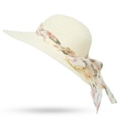 Aleszale Dámský slaměný klobouk na léto, květiny - Ecru