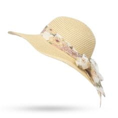 Aleszale Dámský slaměný klobouk na léto, květiny - Béžový