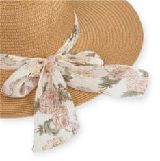 Aleszale Dámský slaměný klobouk na léto, květiny - Hnědý