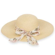 Aleszale Dámský slaměný klobouk na léto, květiny - Béžový
