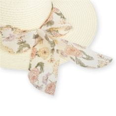 Dámský slaměný klobouk na léto, květiny - Ecru
