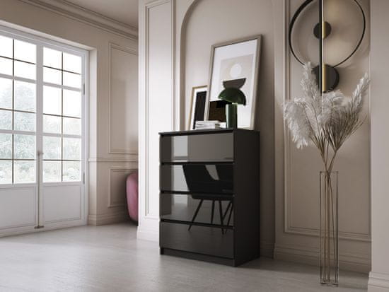 3xEliving Moderní 4-zásuvková komoda DEMII v jednoduchém stylu do ložnice, obývacího pokoje nebo dětského pokoje
