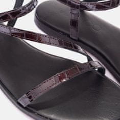 Kožené sandály s plochým dnem bordó velikost 40