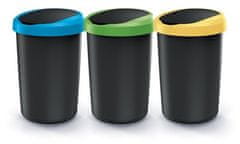 Prosperplast Odpadkový koš COMPACTA R FLAP SET recyklovaný černý, 3x40l