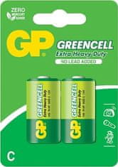 GP zinko-chloridová baterie 1,5V C (R14) Greencell 2ks fólie