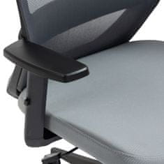 Autronic Kancelářská židle, černý plast, šedá látka, 1D područky, kolečka pro tvrdé podlahy