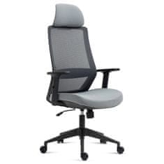 Autronic Kancelářská židle, černý plast, šedá látka, 1D područky, kolečka pro tvrdé podlahy