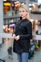 Gipsy Dámský černý kožený kabátek- prodloužená oversize košile G2WMahi