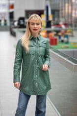 Gipsy Dámský zelený kožený kabátek- prodloužená oversize košile G2WMarcy
