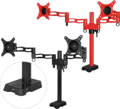 Arctic Z2 red - dual monitor arm with USB Hub inte