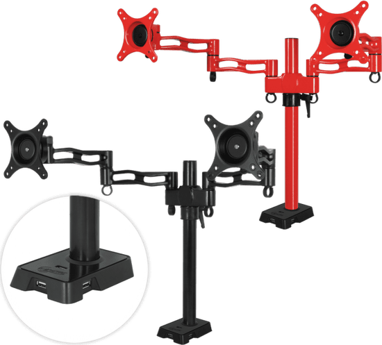 Arctic Z2 red - dual monitor arm with USB Hub inte
