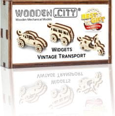 Wooden city 3D puzzle mini sada Widgets: Historická vozidla 35 dílků