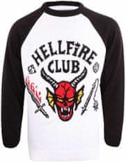 CurePink Pánský svetr Stranger Things: Hellfire Club (XL) bílý akryl