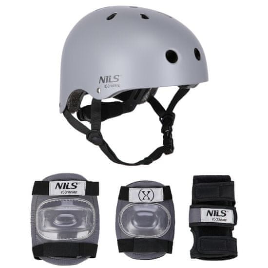 Nils Extreme helma s chrániči MR290+H230 šedá