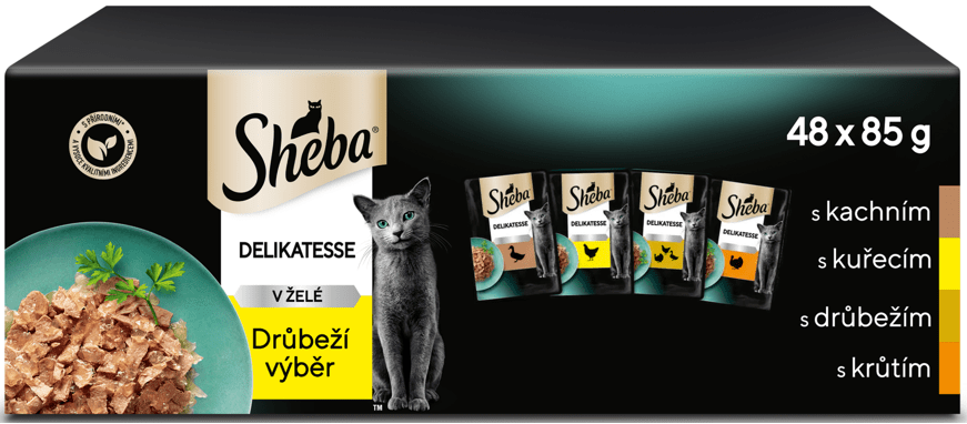 Levně Sheba kapsička drůbeží výběr v želé pro dospělé kočky 48x85 g
