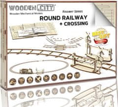 Wooden city 3D puzzle Kruhové koleje s přejezdem 159 dílů