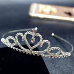 Camerazar Dekorativní Tiara Diadém s Crystal Crown Ornamentem, cínový drátek, délka 13 cm