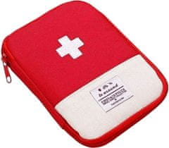 Camerazar Organizér lékárničky červený, uzavíratelný na zip, 4 přihrádky, rozměry 18x14x1.5 cm