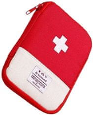 Camerazar Organizér lékárničky červený, uzavíratelný na zip, 4 přihrádky, rozměry 18x14x1.5 cm