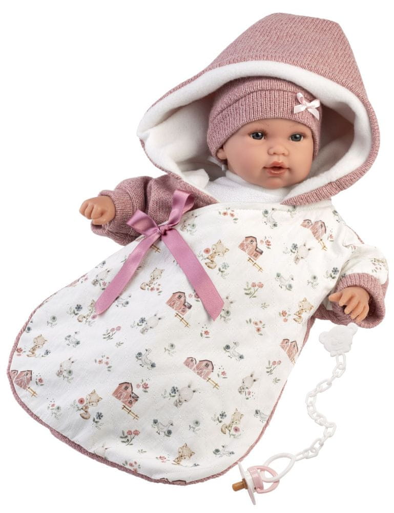 Levně Llorens 63650 New Born - realistická panenka miminko se zvuky a měkkým látkovým tělem - 36 cm