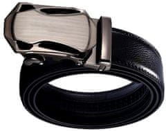 Camerazar Pánský opasek z ekokůže s automatickou stříbrnou sponou, černý, šířka 3,5 mm