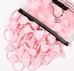 For Fun & Home Sada 20ks růžových gumiček do vlasů s mašlí, ruční výroba, rozměry 5,3 cm x 2,5 cm