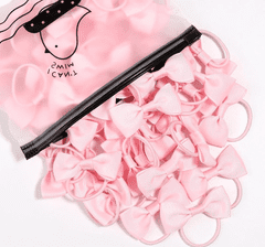 For Fun & Home Sada 20ks růžových gumiček do vlasů s mašlí, ruční výroba, rozměry 5,3 cm x 2,5 cm